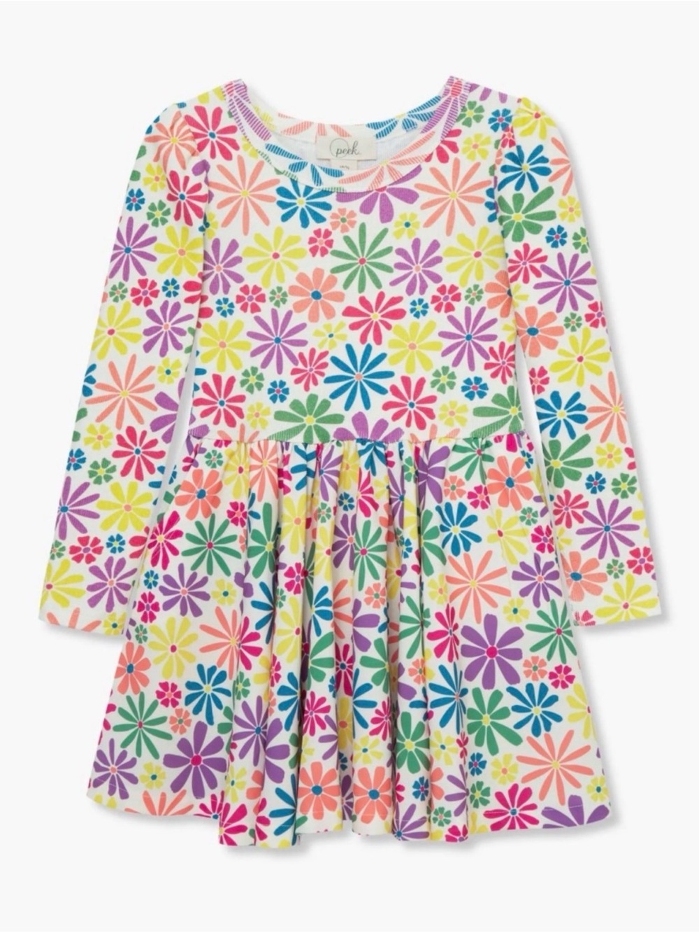 Peek Floral Fit & Flare Dress Girls Size 8 Nordstrom Rainbow Long Sleeve